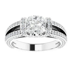 Kussen Oude Mijnwerker Echte Natuurlijke uit de aarde gewonnen Diamanten Ring Staaf Prong Gezet Gespleten Schacht 7.50 Karaat