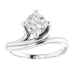 Kussen Oude Geslepen Echt Diamanten Solitaire Ring 4 Prong Split Shank 5 Karaat