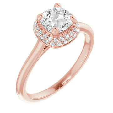 Kussen Oude Mijn Geslepen Echt Diamant Halo Ring Prong Set 5 Karaat