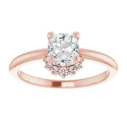 Kussen Oud Mijn Slijpsel Echte Natuurlijke uit de aarde gewonnen Diamanten Ring Prong Gezet Roségoud Sieraden 4 Karaat
