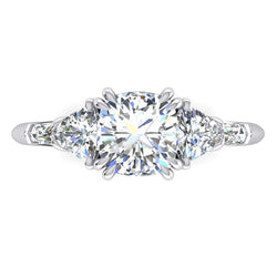 Kussen Natuurlijke uit de aarde gewonnen Diamanten Verlovingsring 3 Karaat Trillion Slijpvorm Witgoud 14K