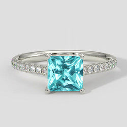 Kussen Paraiba Ring met Diamant Pave