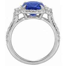 Afbeelding in Gallery-weergave laden, Kussengeslepen Saffier En Diamanten Ring
