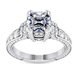 Kussen Oud Slijpsel Echte Natuurlijke uit de a aarde gewonnen Diamanten Verlovingsring 14K Witgoud 9.50 Karaat