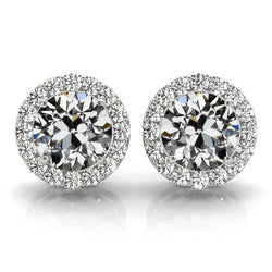 14K Witgoud Diamant Oorbellen – 7,25-karaat Old Mine Slijpvorm