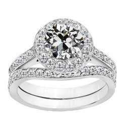 Old Mine Slijpvorm Diamant Aanzoek Ring in 14K Witgoud – 1,50