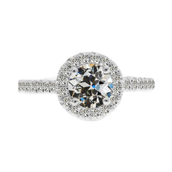 14K Witgoud Briljant Halo Verlovingsring – 2-karaat Old Mine