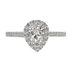 14K Witgoud Fijne Diamant Halo Ring – 2-karaat Old Mine Slijpvorm