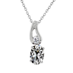 Fijne Diamant Hanger – Old Mine Slijpvorm 2 karaat 14K Witgoud