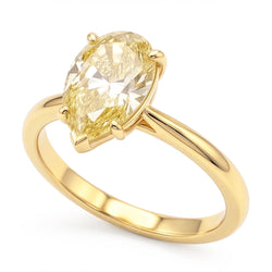 Larimar en diamant verlovingsring 2 karaat natuurlijk peervormig fantasiegeel solitair 18k goud