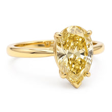 Afbeelding in Gallery-weergave laden, Larimar en diamant verlovingsring 2 karaat natuurlijk peervormig fantasiegeel solitair 18k goud
