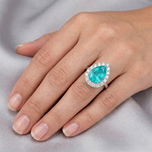 Afbeelding in Gallery-weergave laden, Luxe Neon Paraiba Halo Ring – 5 karaat 14K Witgoud
