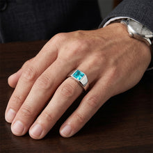 Afbeelding in Gallery-weergave laden, Luxe Neon Paraiba Mannen Ring – 1 karaat 14K Witgoud
