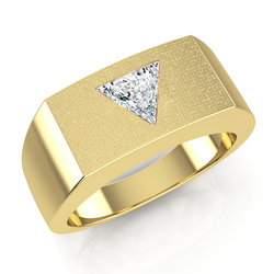 Mannen Echt Diamant Ring Met Trilliant