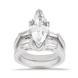 Markiezin Geslepen Diamant Ring Verloving Set 3,50 ct.
