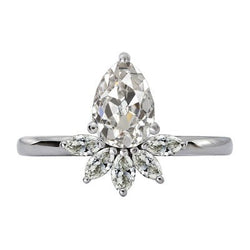 Marquise & Peer Oud Geslepen uit de aarde gewonnen Diamanten Ring Kroon Stijl 4.50 Karaat