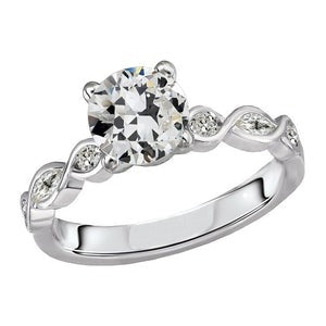 Markiezin & Ronde Oude mijn Geslepen Echt Diamanten Ring Infinity Stijl 3,50 Karaat