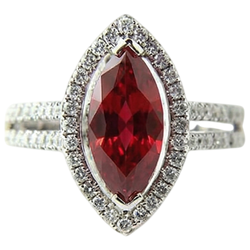 Markiezin Shape Red Ruby & Diamond Ring 4,50 karaat witgouden sieraden