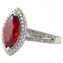 Afbeelding in Gallery-weergave laden, Markiezin Shape Red Ruby &amp; Diamond Ring 4,50 karaat witgouden sieraden
