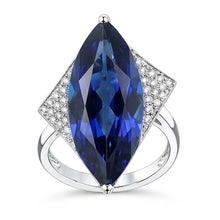 Afbeelding in Gallery-weergave laden, Markiezin blauwe saffier verlovingsring met kleine Natuurlijke echte diamant ( niet in het laboratorium gekweekt )en 5,50 karaat

