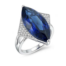 Afbeelding in Gallery-weergave laden, Markiezin blauwe saffier verlovingsring met kleine Natuurlijke echte diamant ( niet in het laboratorium gekweekt )en 5,50 karaat

