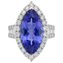Afbeelding in Gallery-weergave laden, Marquise Tanzaniet en Natuurlijke uit de aarde gewonnen Diamant 17.25 Ct Ring Witgoud 14K
