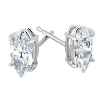 Markiezin Geslepen 3 Karaat Sprankelende Echt Diamanten Studs Oorbel Wit Goud 14K