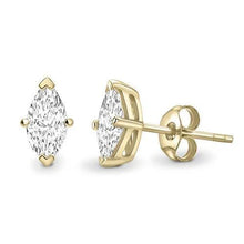 Afbeelding in Gallery-weergave laden, GIA-gecertificeerd Marquise geslepen 3.04 karaat natuurlijke echte (niet labgekweekte) diamanten oorknoppen Geelgoud 14K

