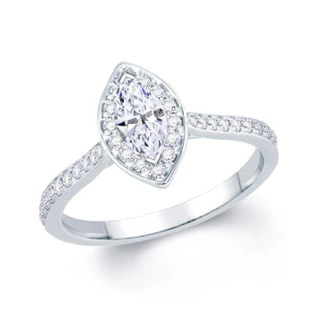 Markiezin & Ronde Echt Diamanten Halo Ring 2 Karaat