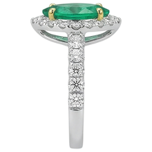 Afbeelding in Gallery-weergave laden, Smaragd Marquise Edelsteen Ring in Tweekleurig 14K Goud – profielaanzicht
