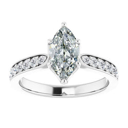 Marquise Fijne Diamant Solitaire met Zijstenen – 1 karaat in 14