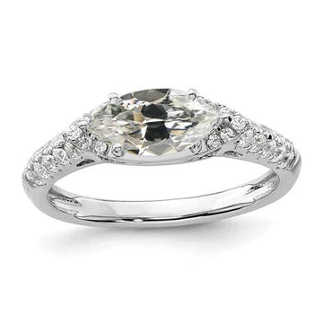 Marquise Old Mine Cut Echt Diamond Ring 4 Karaat Gouden Dames Sieraden