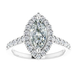 Diamant Marquise Slijpvorm Halo Ring 1 karaat – 14 Karaat Witgoud