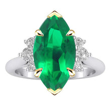 Afbeelding in Gallery-weergave laden, Marquise Colombiaanse Smaragd ring in Bicolor 14K Goud – hoofdaanzicht
