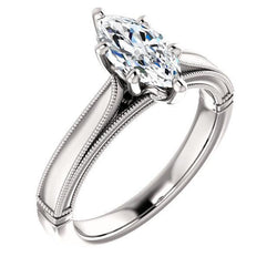 Vintage Stijl Ring met Marquise Solitaire uit de aarde gewonnen Diamant 2 Karaat