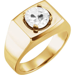 Antiek Cushion Herenring – Diamant 2 karaat 10K Yellow Gold