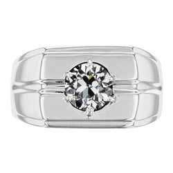 Briljant Antiek Cushion Heren Ring 2 karaat in 10K White Gold
