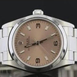 Echte Middelgroot 31 mm Rolex horloge met gladde rand en roze wijzerplaat roestvrij staal
