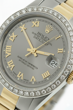 Afbeelding in Gallery-weergave laden, Middelgroot Rolex Bruin Oester Armband roestvrij staal &amp; Goud Grijs Romeins Wijzerplaat Horloge
