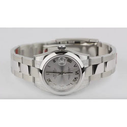 Middelgroot Rolexdatumjust-horloge met witte Romeinse wijzerplaat Oester-armband van roestvrij staal