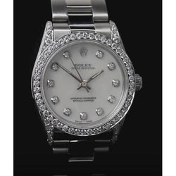 Midsize Rolex Datejust Horloge Custom Diamanten Lunette Oyster-armband RVS