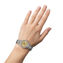 Afbeelding in Gallery-weergave laden, Middelgrote Rolex Stok-wijzerplaat van roestvrij staal met Oester-band en diamanten rand P2
