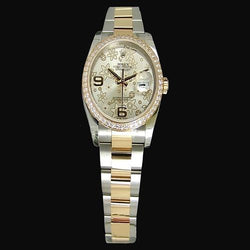Middelgrote Rolex diamanten randhorloge dames fabrieksrand bloemwijzerplaat
