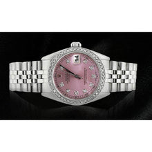 Afbeelding in Gallery-weergave laden, Middelgrote Rolex roestvrij staal Jubileum Armband Datumjust Horloge Roze Diamant Wijzerplaat Lunette

