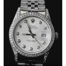Middelgrote datumjust Rolex-horloge op maat gemaakte diamanten en wijzerplaat van roestvrij staal