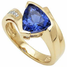 Afbeelding in Gallery-weergave laden, echte round tanzaniet 1.95karaat ring close-up detail
