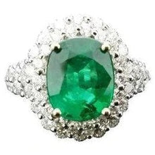 Afbeelding in Gallery-weergave laden, Mooie groene smaragd met diamant trouwring wit goud 7,5 karaat
