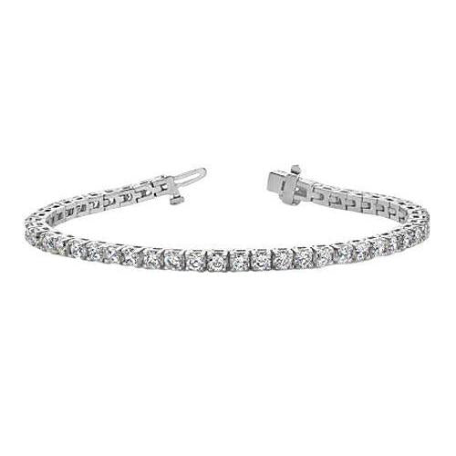 Mooie Ronde Griffen Set Witte Echt Diamanten Tennisarmband Massief Goud