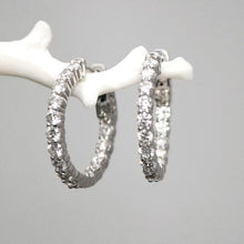 Afbeelding in Gallery-weergave laden, Mooie Ronde Geslepen Echt Diamant Hoepel Oorbel Massief Wit Goud 14K 3 ct. - harrychadent.nl
