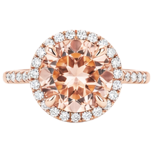 Afbeelding in Gallery-weergave laden, Morganiet en Natuurlijke echte diamanten ( niet in een laboratorium gekweekt ) ronde geslepen ring van 11,50 ct rosé goud 14k
